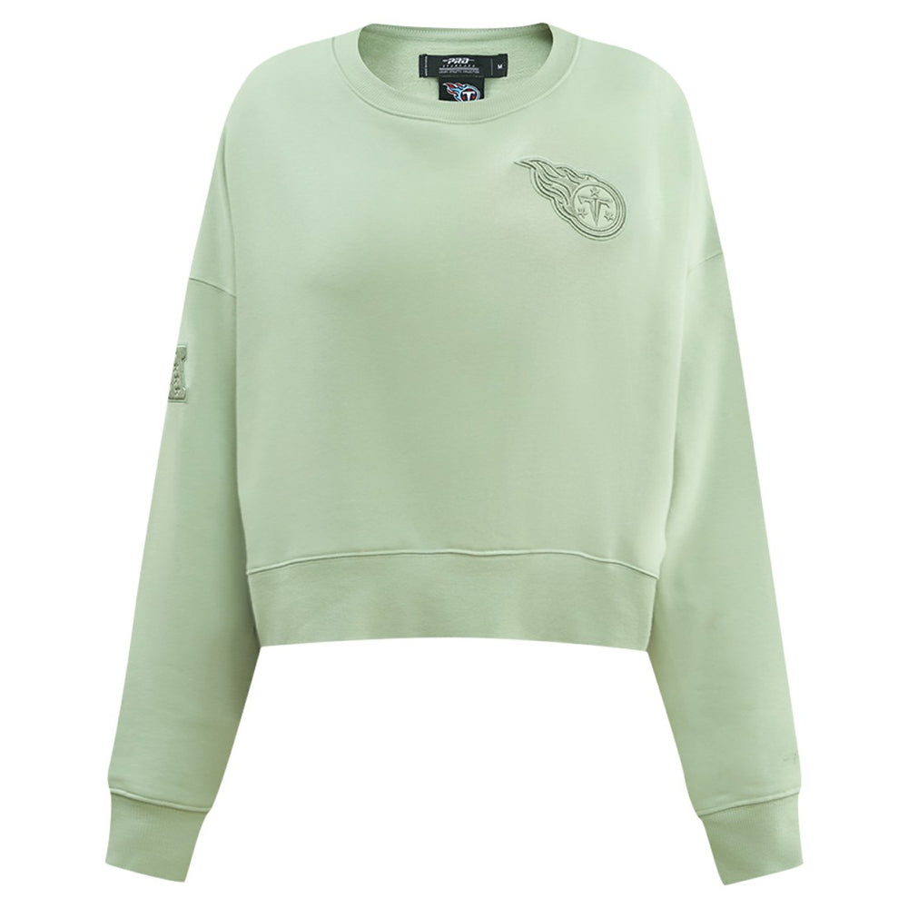 Tennessee Titans Pro Standard Women's Oversized Cropped Neutral Pullover Sweatshirt - Light Green Pullover