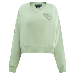 Tennessee Titans Pro Standard Women's Oversized Cropped Neutral Pullover Sweatshirt - Light Green Pullover