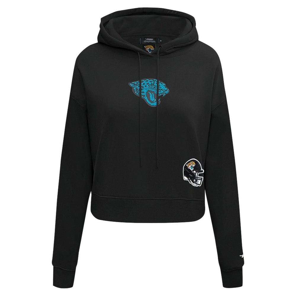 Jacksonville Jaguars Pro Standard Women's Jeweled Cropped Pullover Hoodie - Black Hoodies
