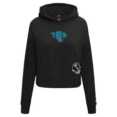 Jacksonville Jaguars Pro Standard Women's Jeweled Cropped Pullover Hoodie - Black Hoodies