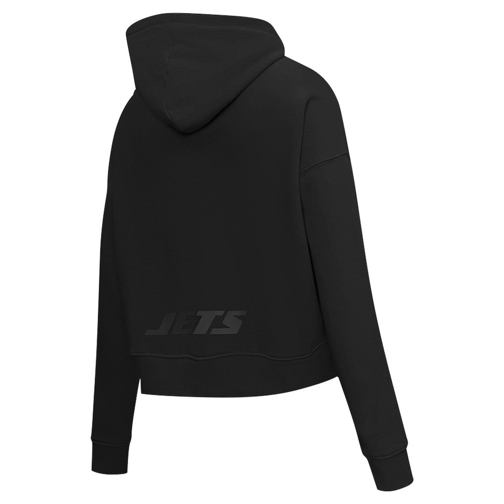 New York Jets Pro Standard Women's Jeweled Cropped Pullover Hoodie - Black Hoodies