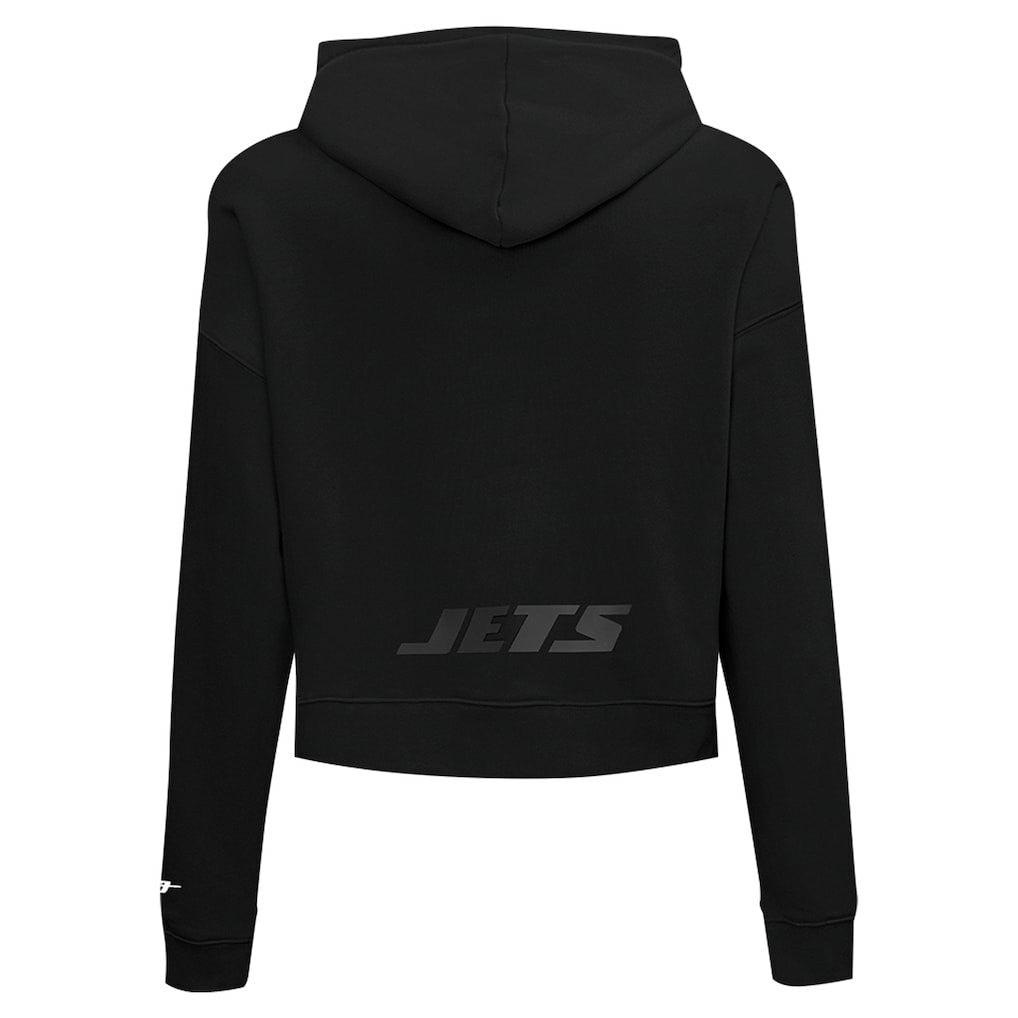 New York Jets Pro Standard Women's Jeweled Cropped Pullover Hoodie - Black Hoodies