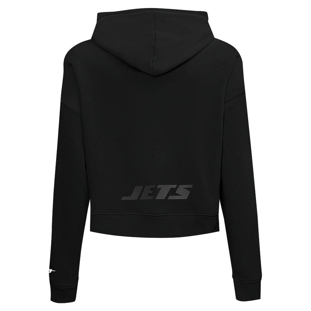 New York Jets Pro Standard Women's Jeweled Cropped Pullover Hoodie - Black Hoodies