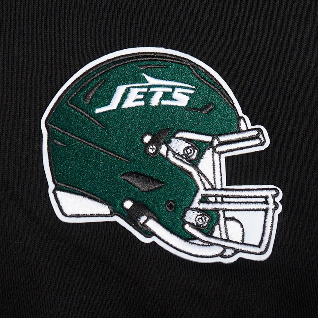 New York Jets Pro Standard Women's Jeweled Cropped Pullover Hoodie - Black Hoodies