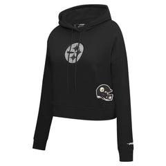 Pittsburgh Steelers Pro Standard Women's Jeweled Cropped Pullover Hoodie - Black Hoodies