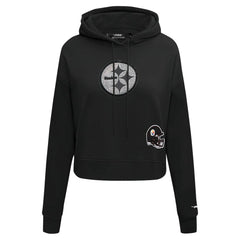 Pittsburgh Steelers Pro Standard Women's Jeweled Cropped Pullover Hoodie - Black Hoodies