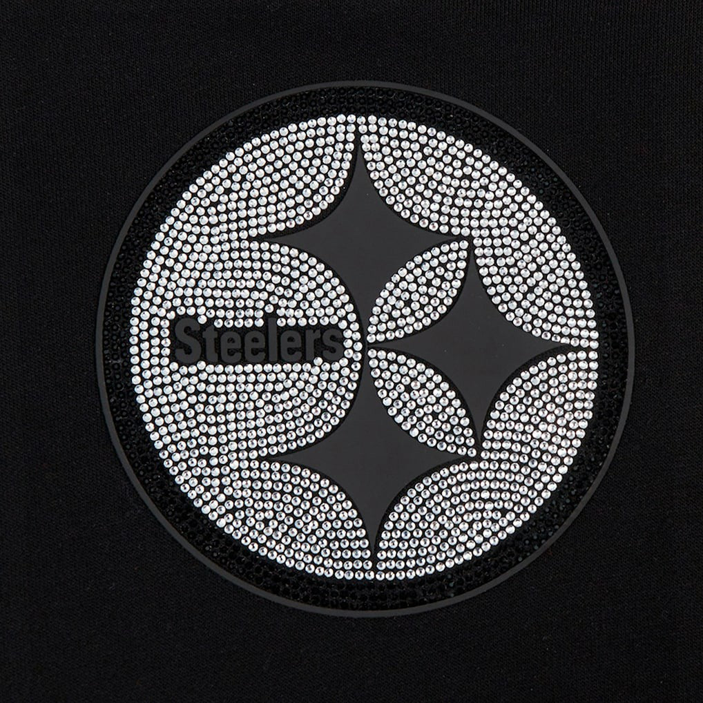 Pittsburgh Steelers Pro Standard Women's Jeweled Cropped Pullover Hoodie - Black Hoodies