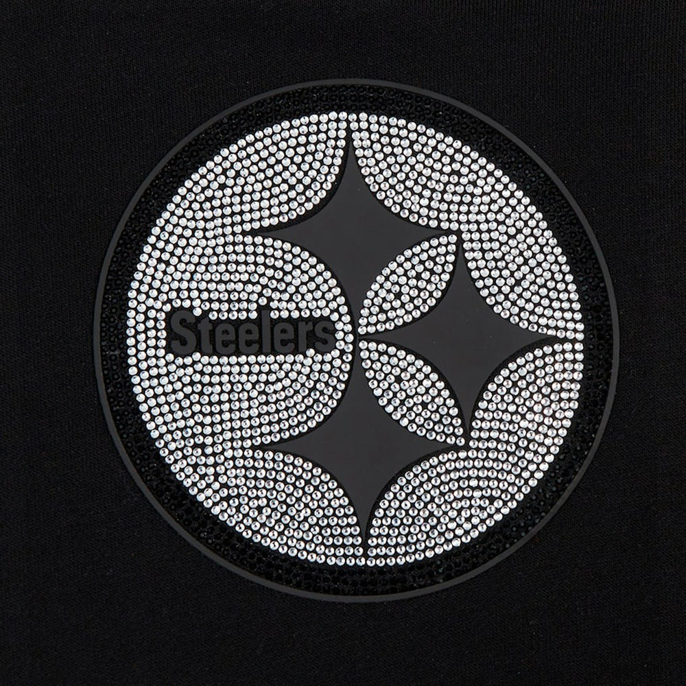 Pittsburgh Steelers Pro Standard Women's Jeweled Cropped Pullover Hoodie - Black Hoodies