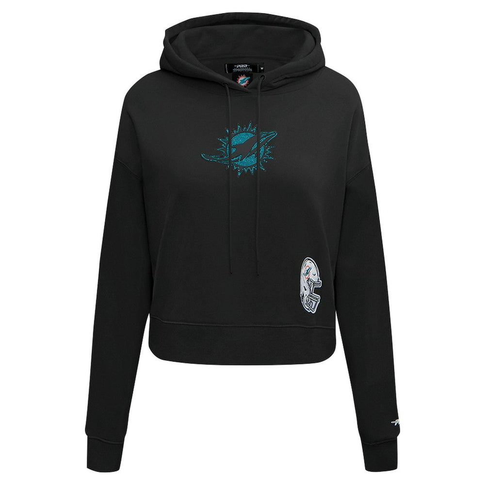 Miami Dolphins Pro Standard Women's Jeweled Cropped Pullover Hoodie - Black Hoodies