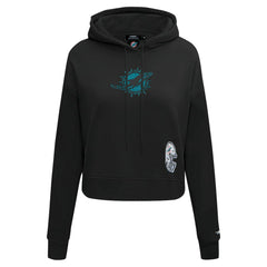 Miami Dolphins Pro Standard Women's Jeweled Cropped Pullover Hoodie - Black Hoodies