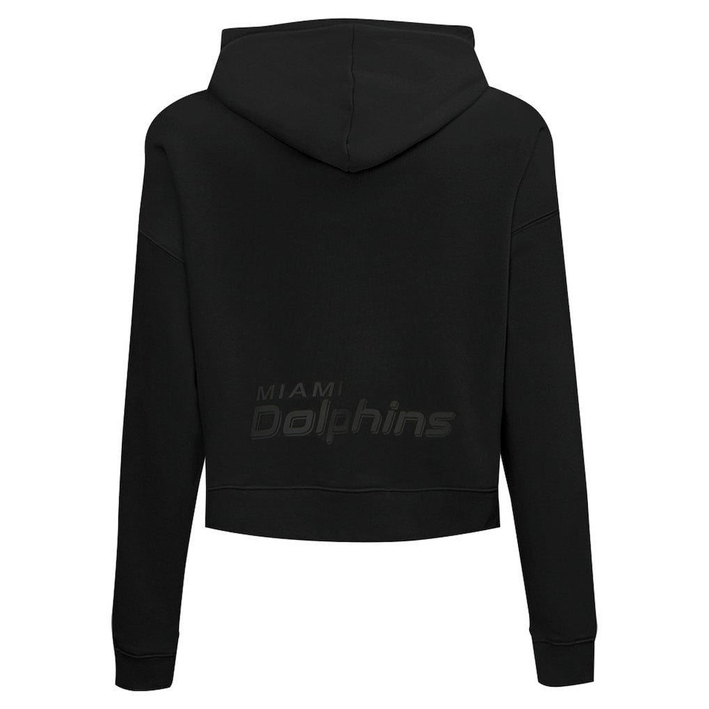 Miami Dolphins Pro Standard Women's Jeweled Cropped Pullover Hoodie - Black Hoodies