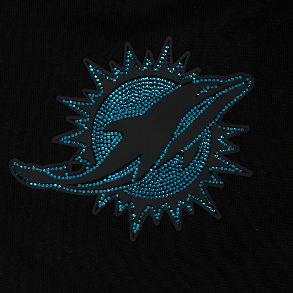 Miami Dolphins Pro Standard Women's Jeweled Cropped Pullover Hoodie - Black Hoodies