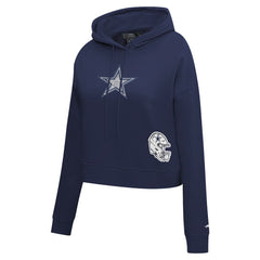 Dallas Cowboys Pro Standard Women's Jeweled Cropped Pullover Hoodie - Navy Hoodies