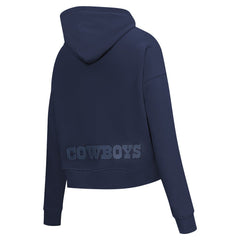 Dallas Cowboys Pro Standard Women's Jeweled Cropped Pullover Hoodie - Navy Hoodies