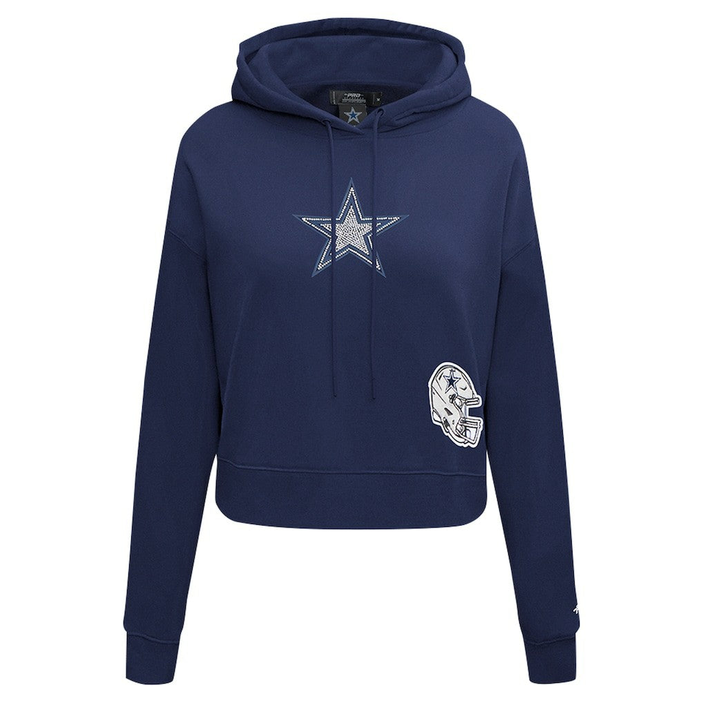 Dallas Cowboys Pro Standard Women's Jeweled Cropped Pullover Hoodie - Navy Hoodies