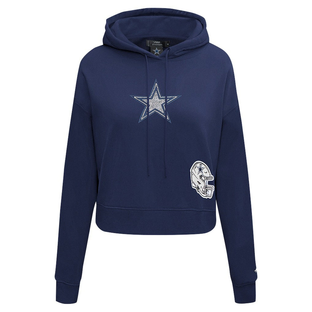 Dallas Cowboys Pro Standard Women's Jeweled Cropped Pullover Hoodie - Navy Hoodies