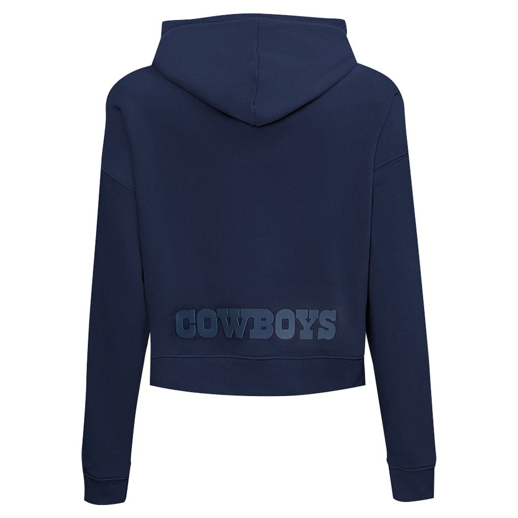 Dallas Cowboys Pro Standard Women's Jeweled Cropped Pullover Hoodie - Navy Hoodies