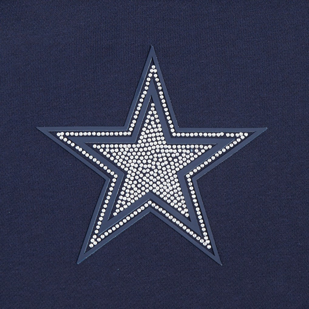Dallas Cowboys Pro Standard Women's Jeweled Cropped Pullover Hoodie - Navy Hoodies