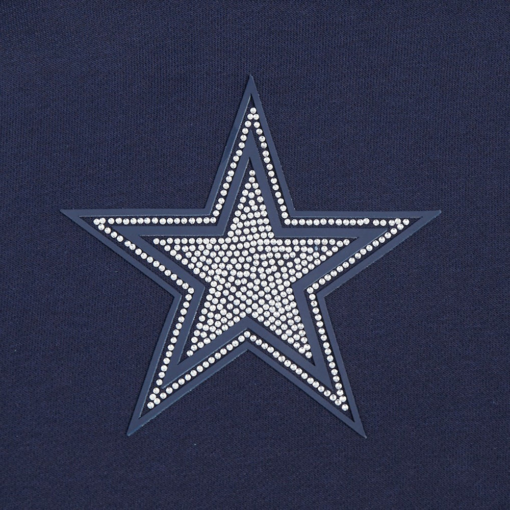 Dallas Cowboys Pro Standard Women's Jeweled Cropped Pullover Hoodie - Navy Hoodies