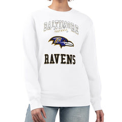 Baltimore Ravens G-III 4Her by Carl Banks Women's Team Logo Graphic Tri-Blend Pullover Sweatshirt - White Pullover
