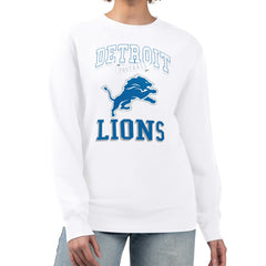 Detroit Lions G-III 4Her by Carl Banks Women's Team Logo Graphic Tri-Blend Pullover Sweatshirt - White Pullover