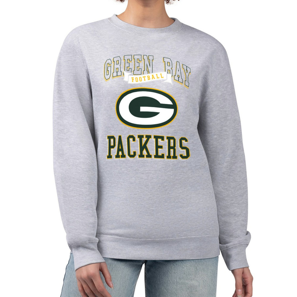 Green Bay Packers G-III 4Her by Carl Banks Women's Team Logo Graphic Tri-Blend Pullover Sweatshirt - Heather Gray Pullover