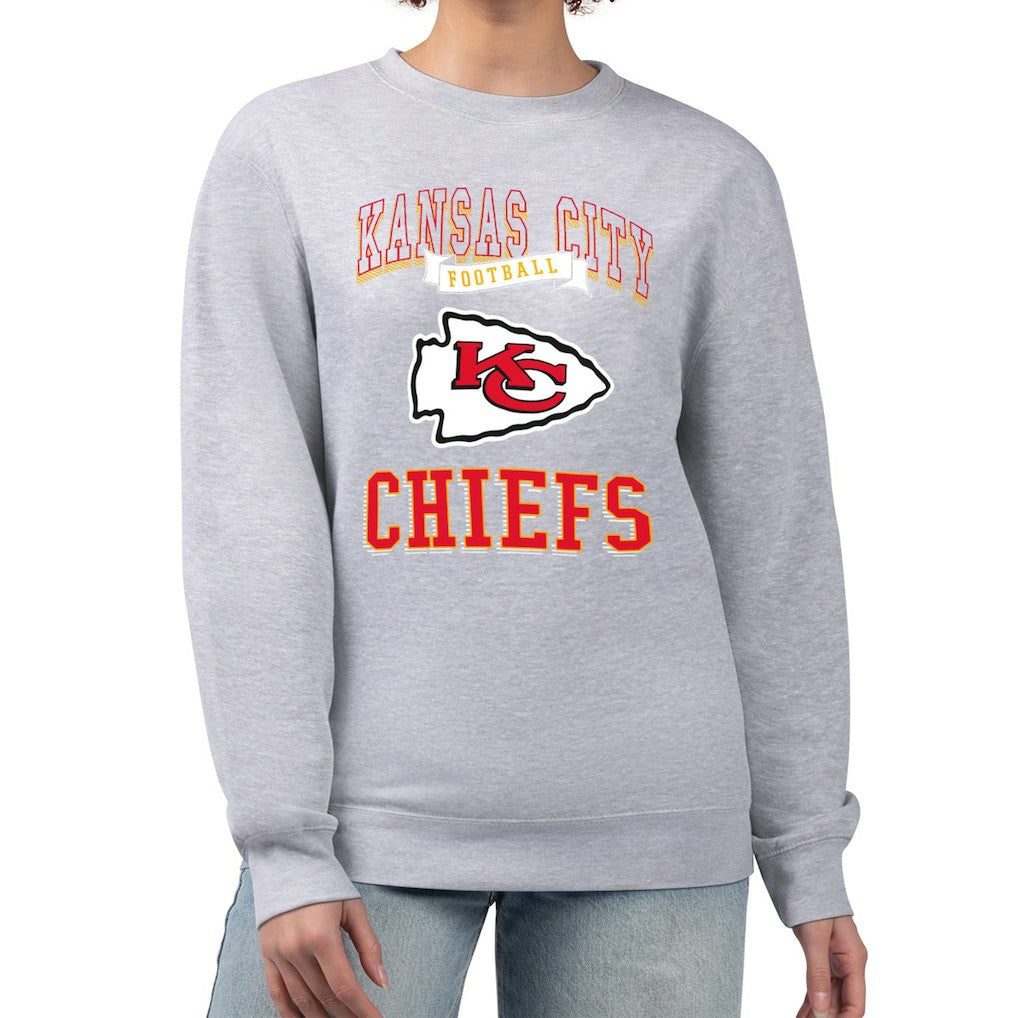 Kansas City Chiefs G-III 4Her by Carl Banks Women's Team Logo Graphic Tri-Blend Pullover Sweatshirt - Heather Gray Pullover