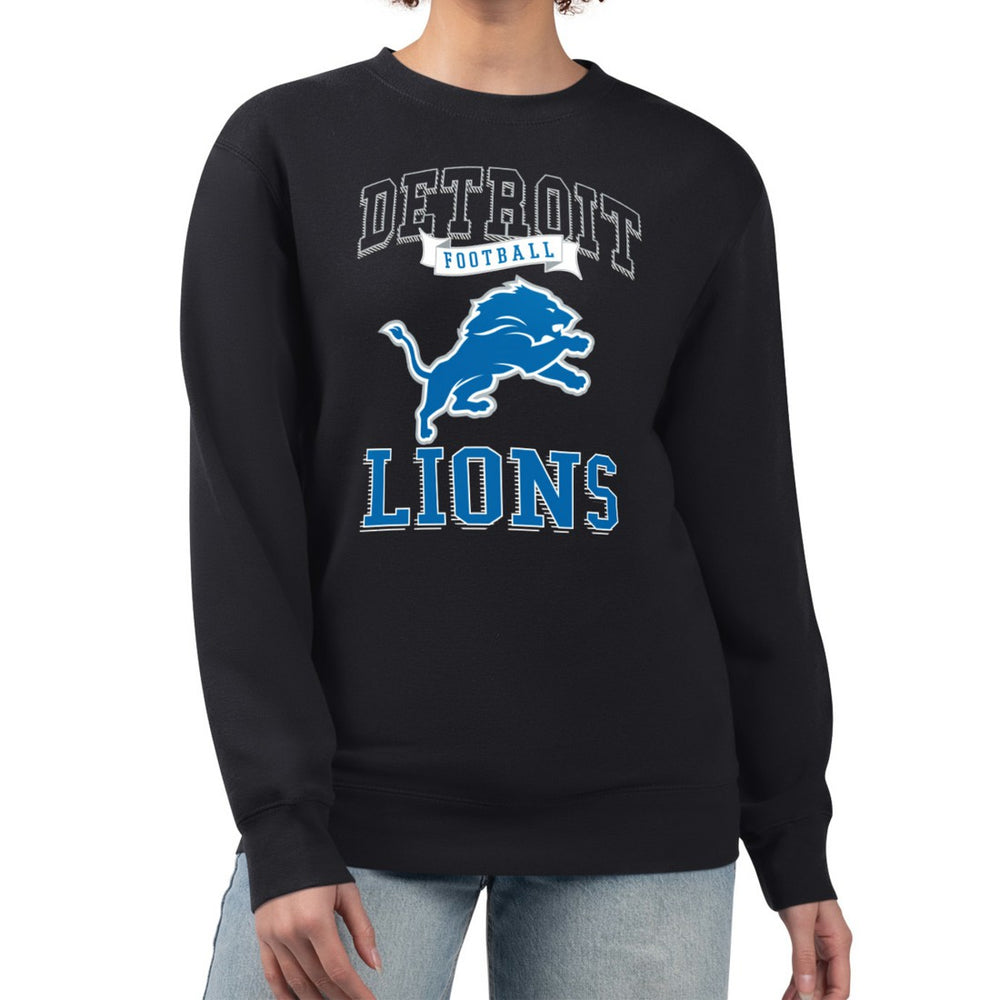 Detroit Lions G-III 4Her by Carl Banks Women's Team Logo Graphic Tri-Blend Pullover Sweatshirt - Black Pullover