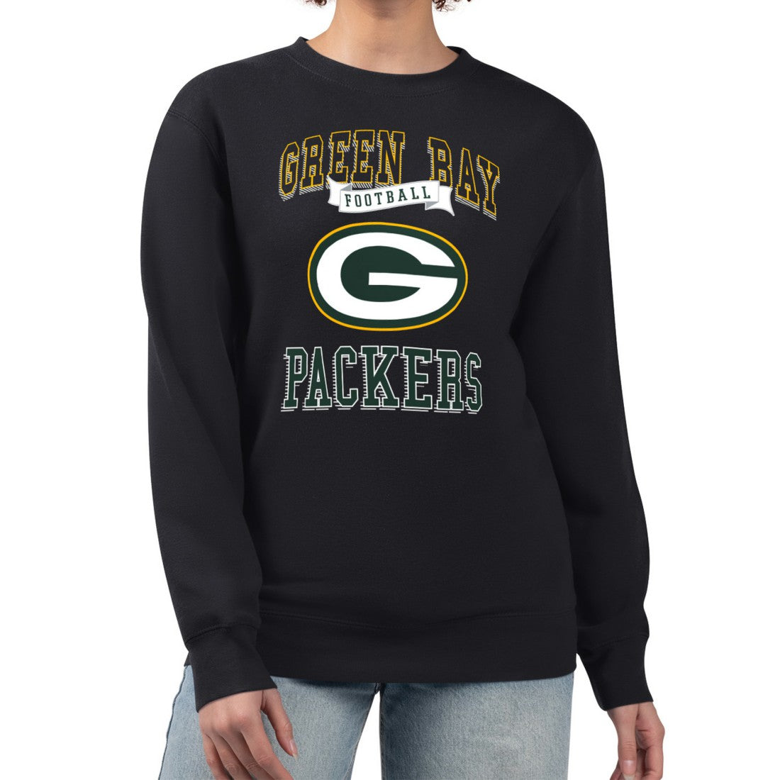 Green Bay Packers G-III 4Her by Carl Banks Women's Team Logo Graphic Tri-Blend Pullover Sweatshirt - Black Pullover