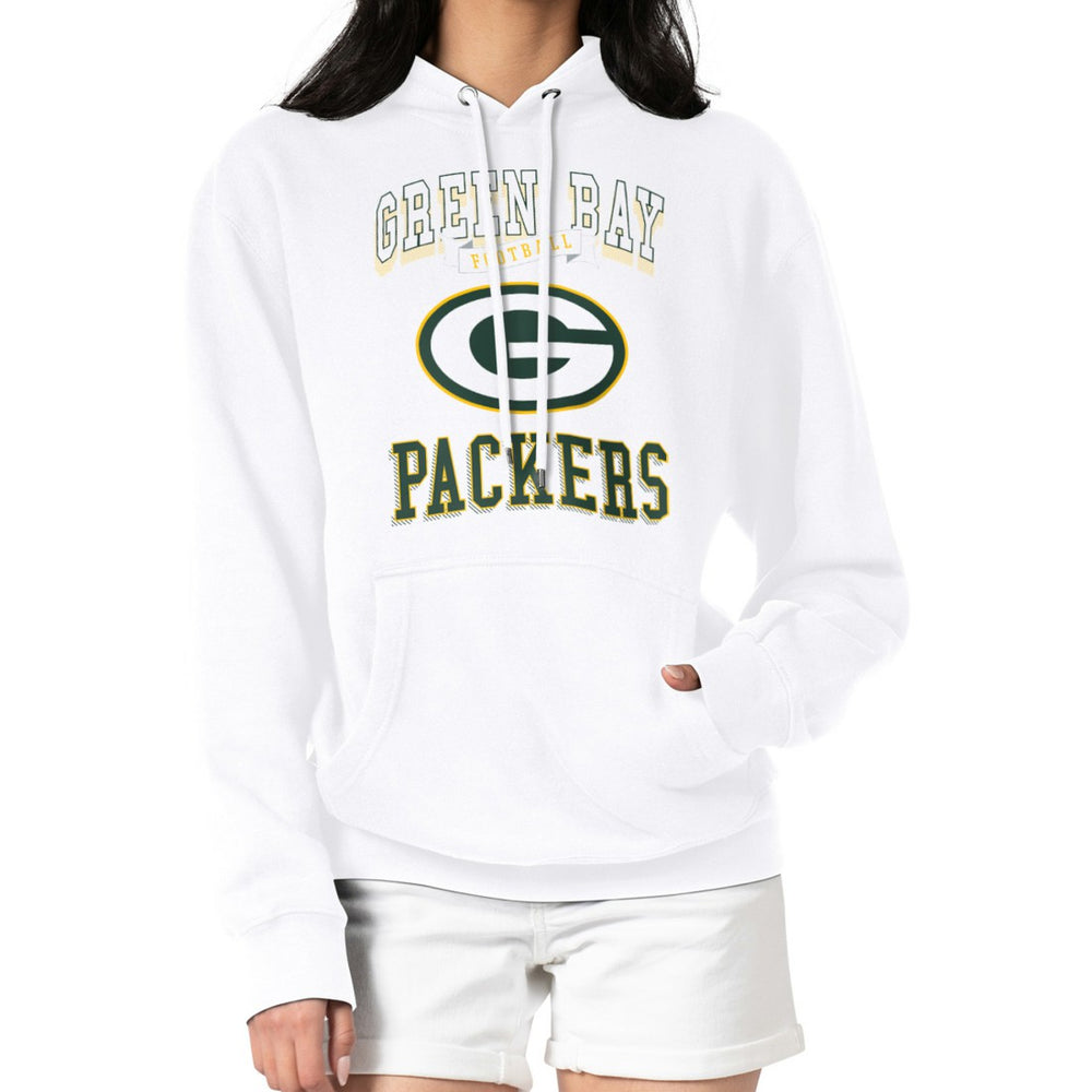 Green Bay Packers G-III 4Her by Carl Banks Women's Team Logo Graphic Fleece Tri-Blend Pullover Hoodie - White Hoodies