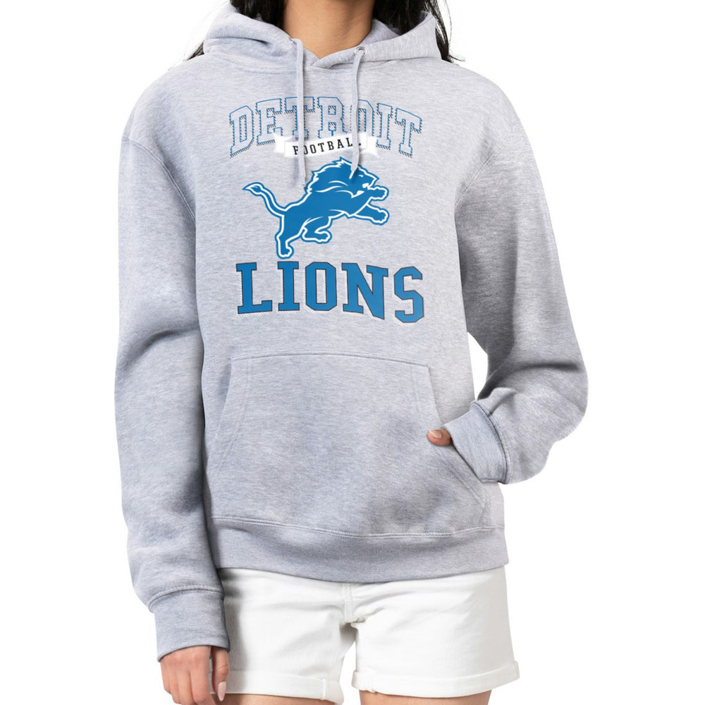 Detroit Lions G-III 4Her by Carl Banks Women's Team Logo Graphic Fleece Tri-Blend Pullover Hoodie - Heather Gray Hoodies