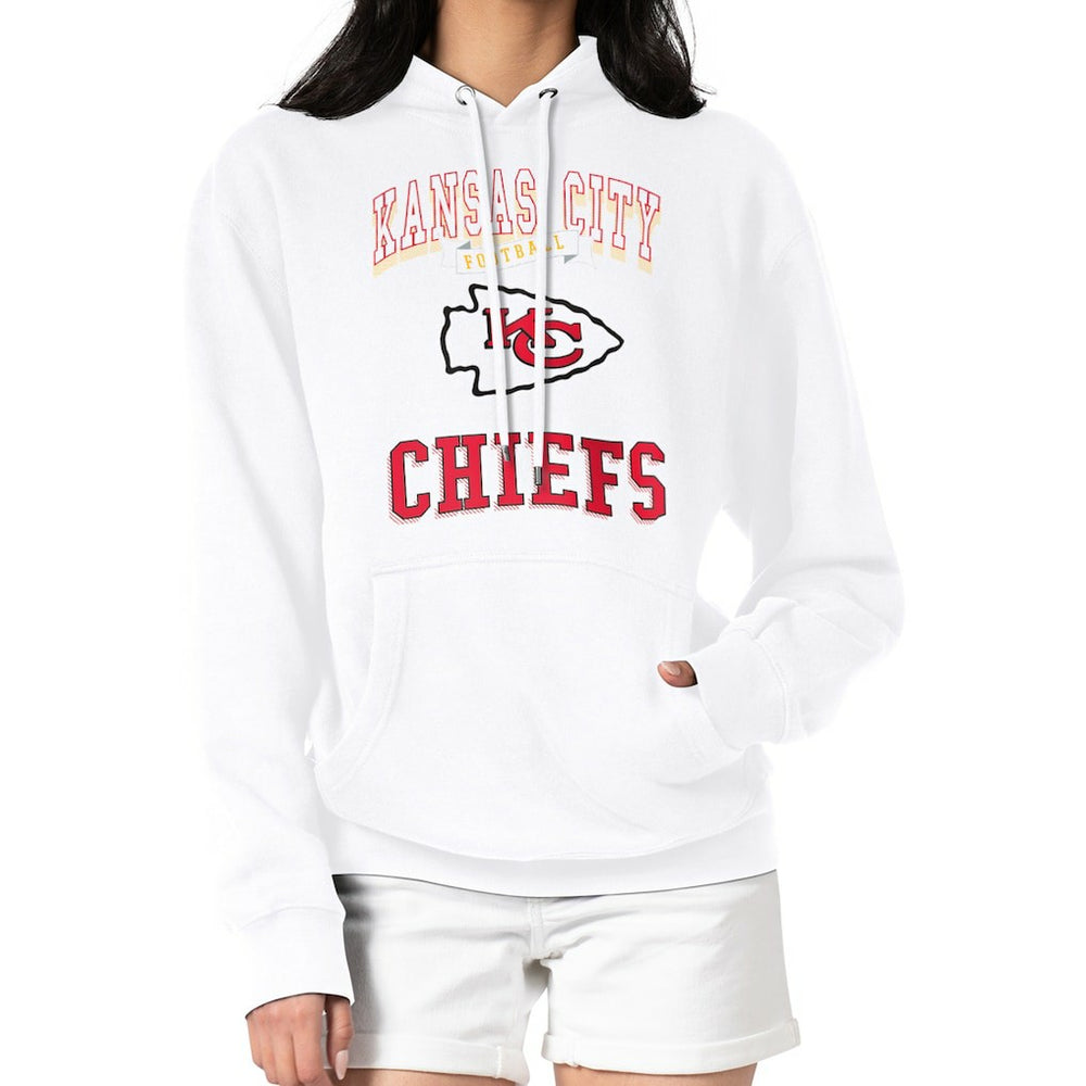 Kansas City Chiefs G-III 4Her by Carl Banks Women's Team Logo Graphic Fleece Tri-Blend Pullover Hoodie - White Hoodies