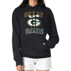 Green Bay Packers G-III 4Her by Carl Banks Women's Team Logo Graphic Fleece Tri-Blend Pullover Hoodie - Black Hoodies