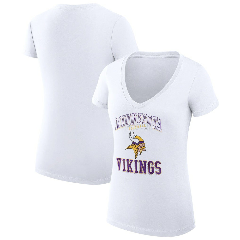 Minnesota Vikings G-III 4Her by Carl Banks Women's Super-Slim Fit Lightweight Team Logo Graphic V-Neck T-Shirt - White T-shirts