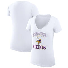 Minnesota Vikings G-III 4Her by Carl Banks Women's Super-Slim Fit Lightweight Team Logo Graphic V-Neck T-Shirt - White T-shirts