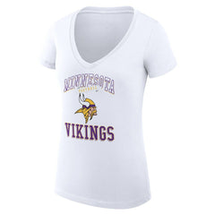 Minnesota Vikings G-III 4Her by Carl Banks Women's Super-Slim Fit Lightweight Team Logo Graphic V-Neck T-Shirt - White T-shirts