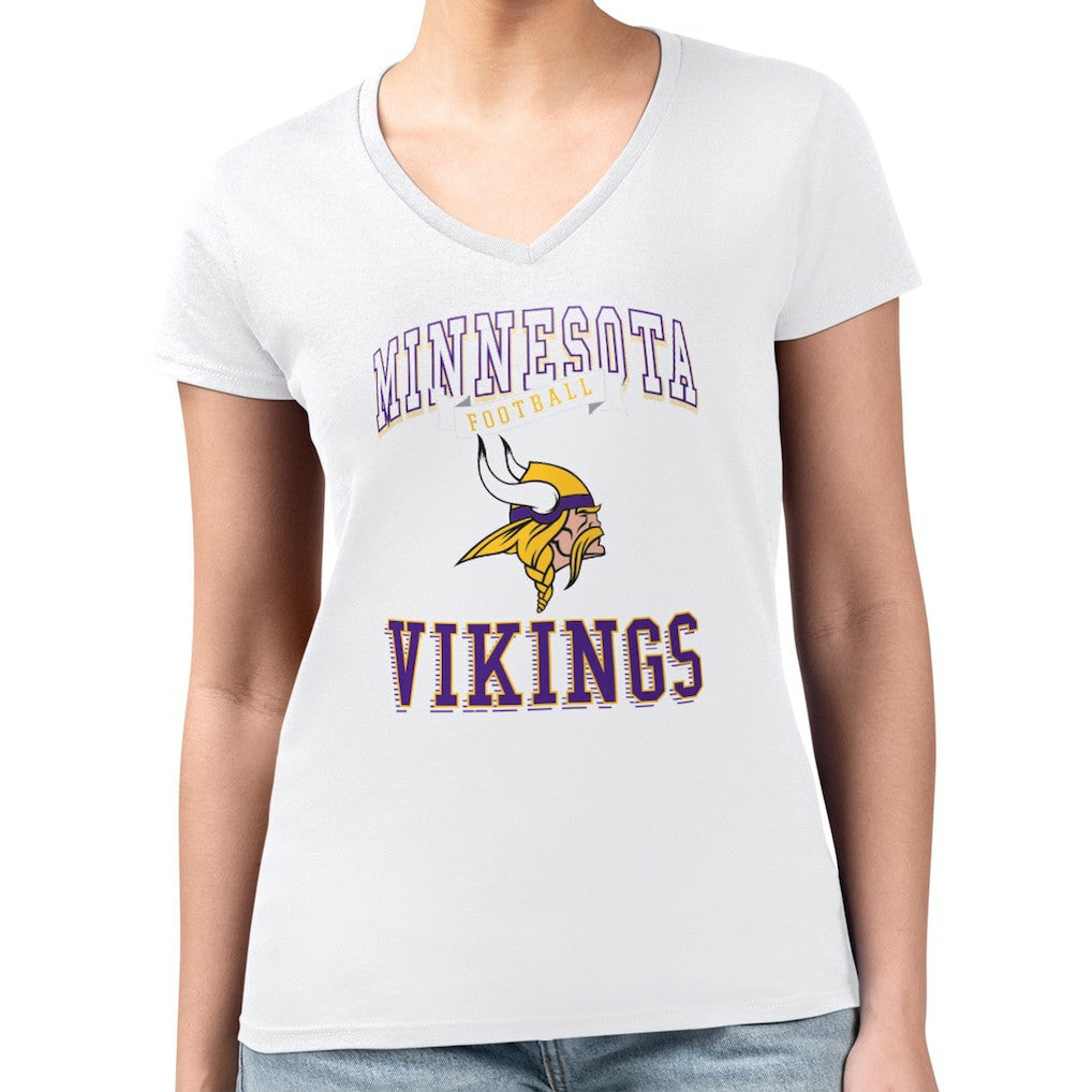 Minnesota Vikings G-III 4Her by Carl Banks Women's Super-Slim Fit Lightweight Team Logo Graphic V-Neck T-Shirt - White T-shirts
