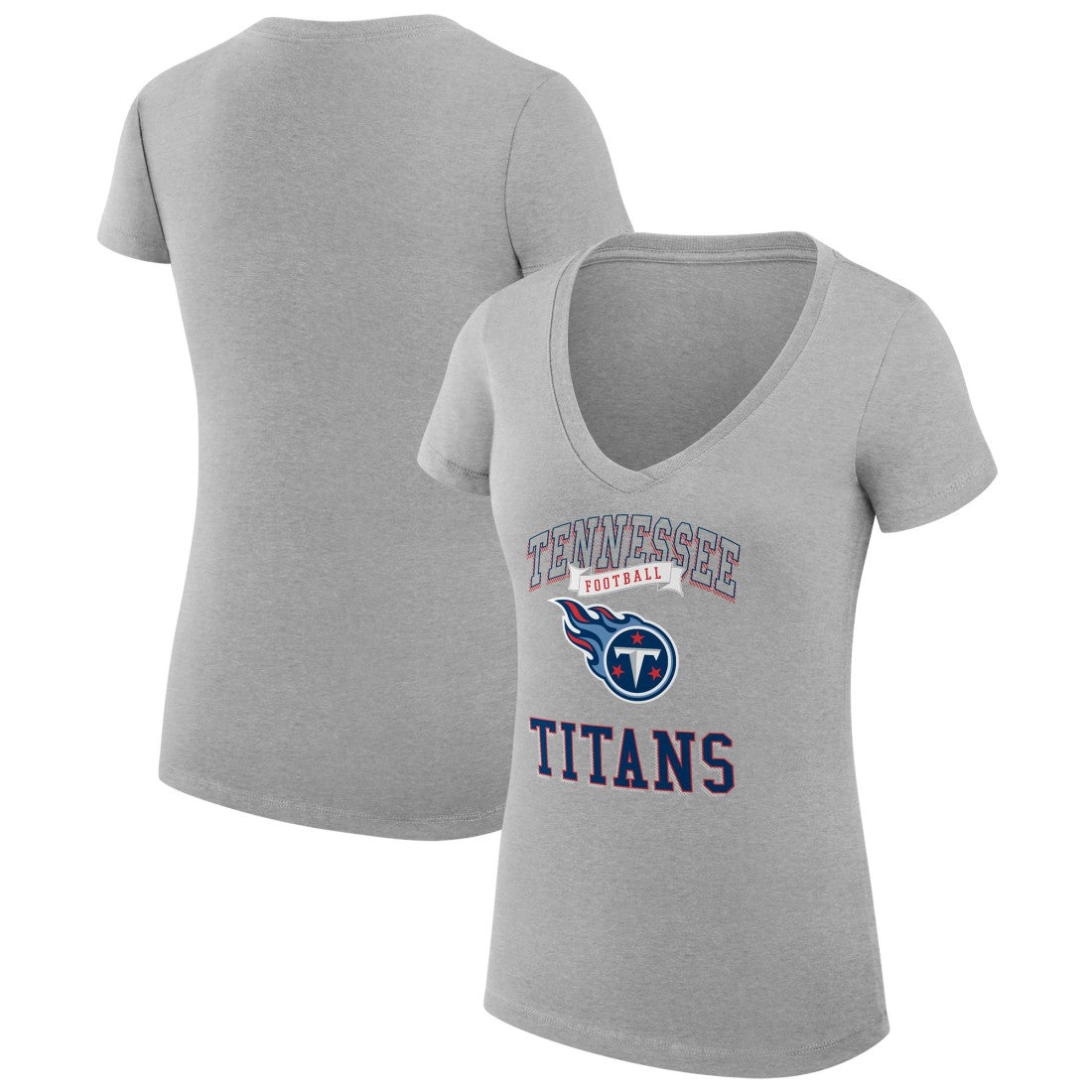 Tennessee Titans G-III 4Her by Carl Banks Women's Super-Slim Fit Lightweight Team Logo Graphic V-Neck T-Shirt - Heather Gray T-shirts
