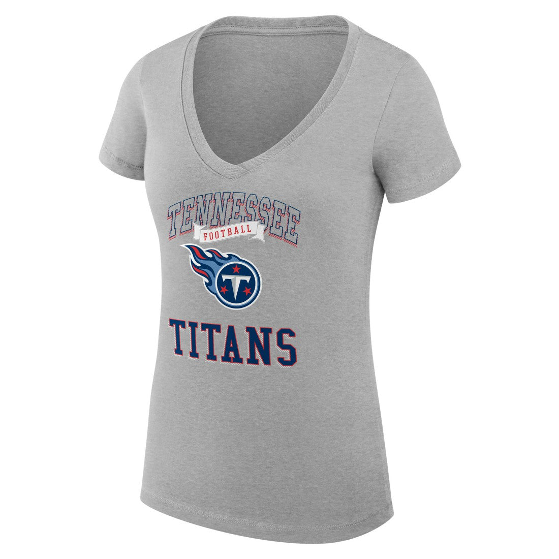 Tennessee Titans G-III 4Her by Carl Banks Women's Super-Slim Fit Lightweight Team Logo Graphic V-Neck T-Shirt - Heather Gray T-shirts