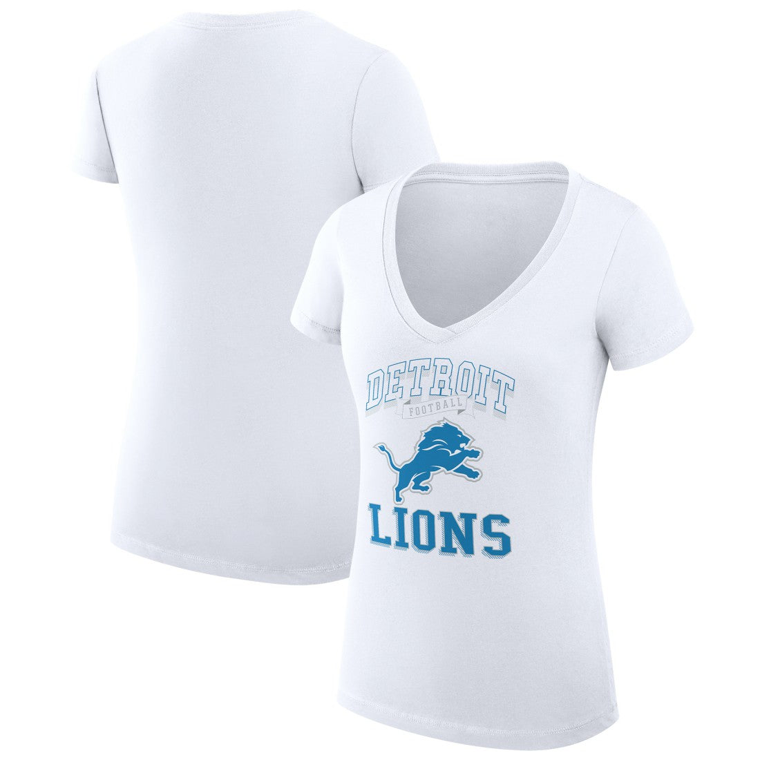 Detroit Lions G-III 4Her by Carl Banks Women's Super-Slim Fit Lightweight Team Logo Graphic V-Neck T-Shirt - White T-shirts