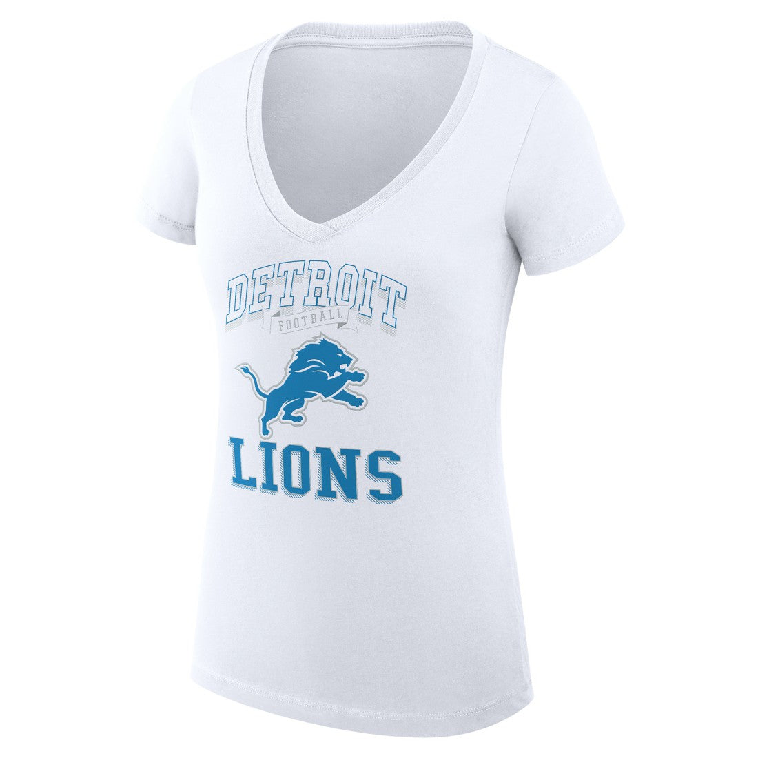 Detroit Lions G-III 4Her by Carl Banks Women's Super-Slim Fit Lightweight Team Logo Graphic V-Neck T-Shirt - White T-shirts