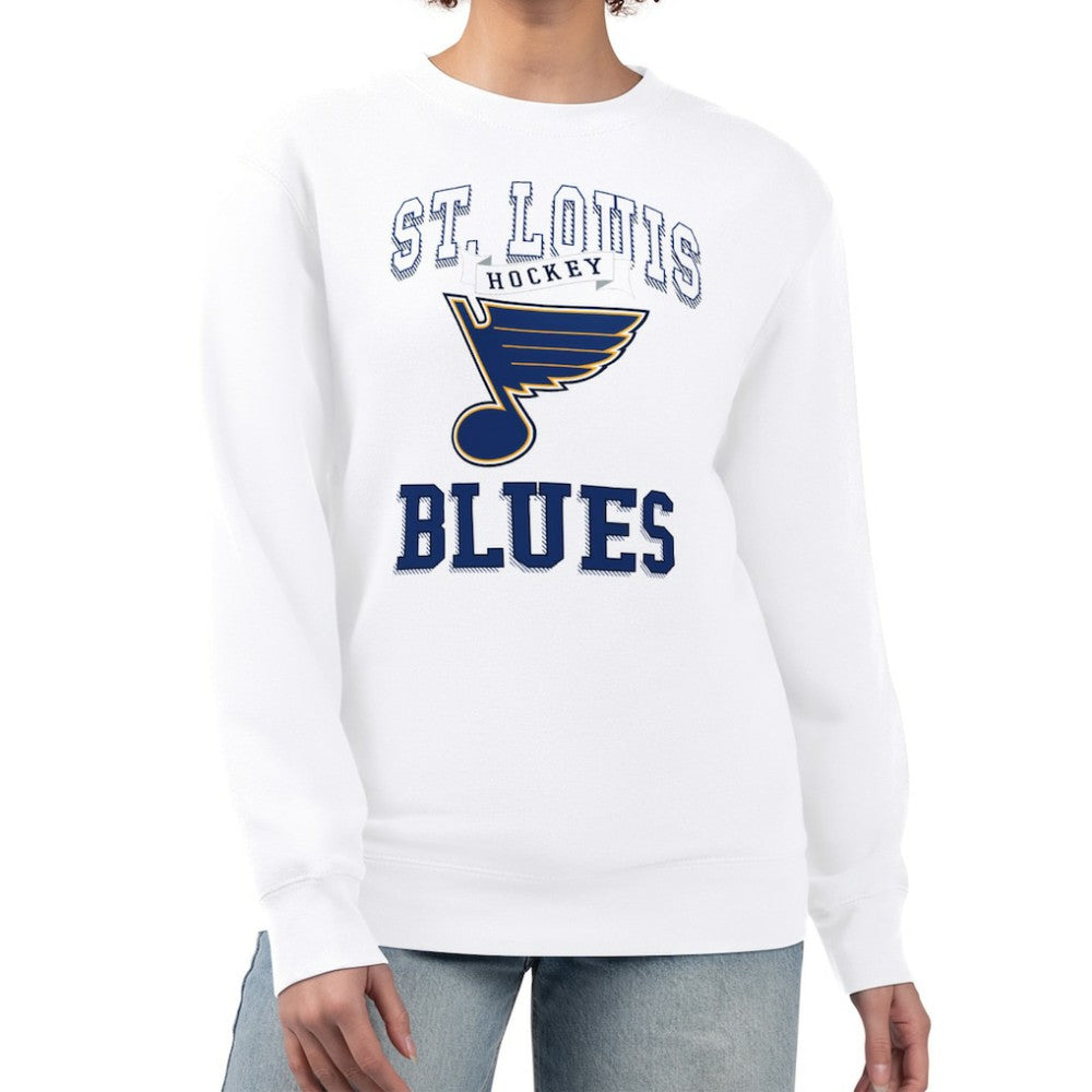 St. Louis Blues G-III 4Her by Carl Banks Women's Team Logo Tri-Blend Fleece Pullover Sweatshirt - White | US 201612625