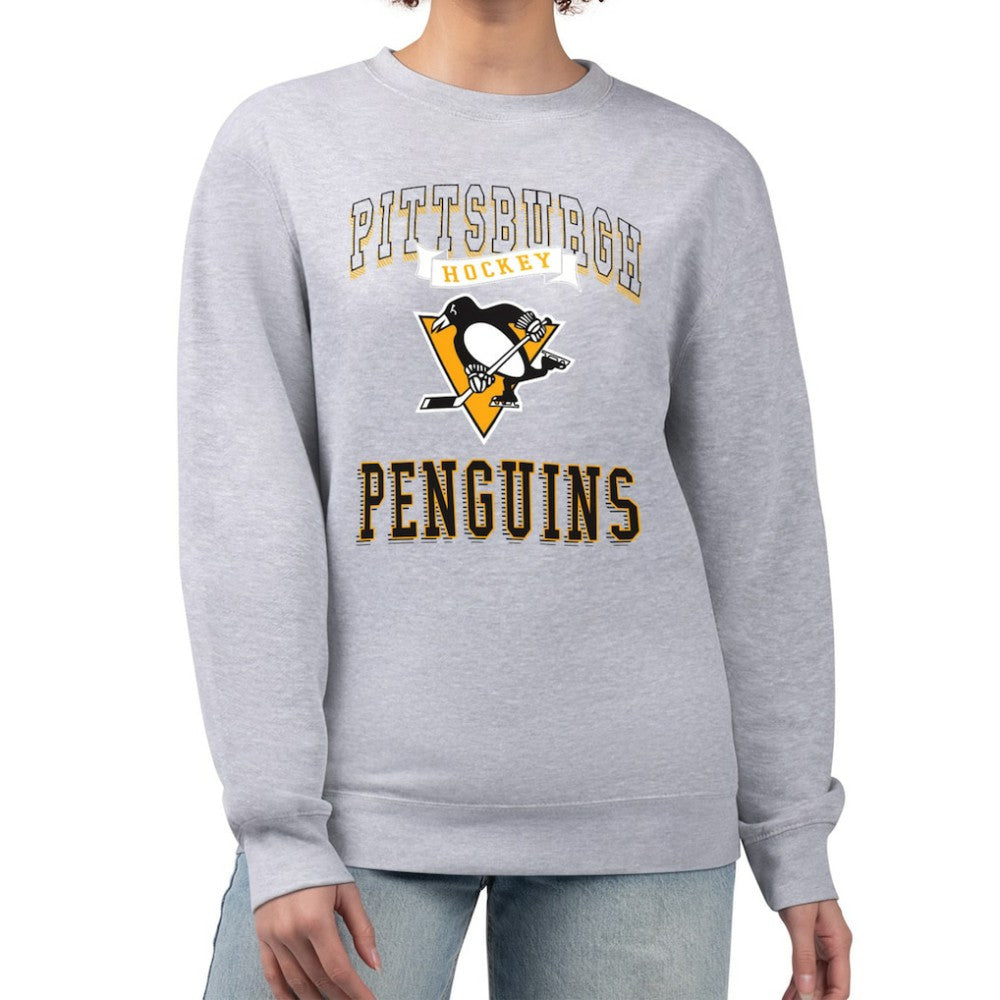 Pittsburgh Penguins G-III 4Her by Carl Banks Women's Team Logo Tri-Blend Fleece Pullover Sweatshirt - Heather Gray | US 201612627