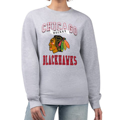 Chicago Blackhawks G-III 4Her by Carl Banks Women's Team Logo Tri-Blend Fleece Pullover Sweatshirt - Heather Gray | US 201612639