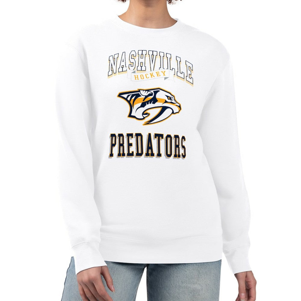 Nashville Predators G-III 4Her by Carl Banks Women's Team Logo Tri-Blend Fleece Pullover Sweatshirt - White | US 201612653