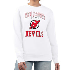 New Jersey Devils G-III 4Her by Carl Banks Women's Team Logo Tri-Blend Fleece Pullover Sweatshirt - White | US 201612656
