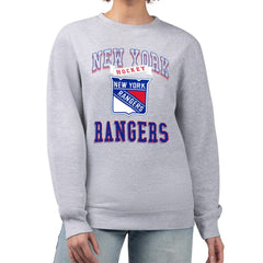 New York Rangers G-III 4Her by Carl Banks Women's Team Logo Tri-Blend Fleece Pullover Sweatshirt - Heather Gray | US 201612659