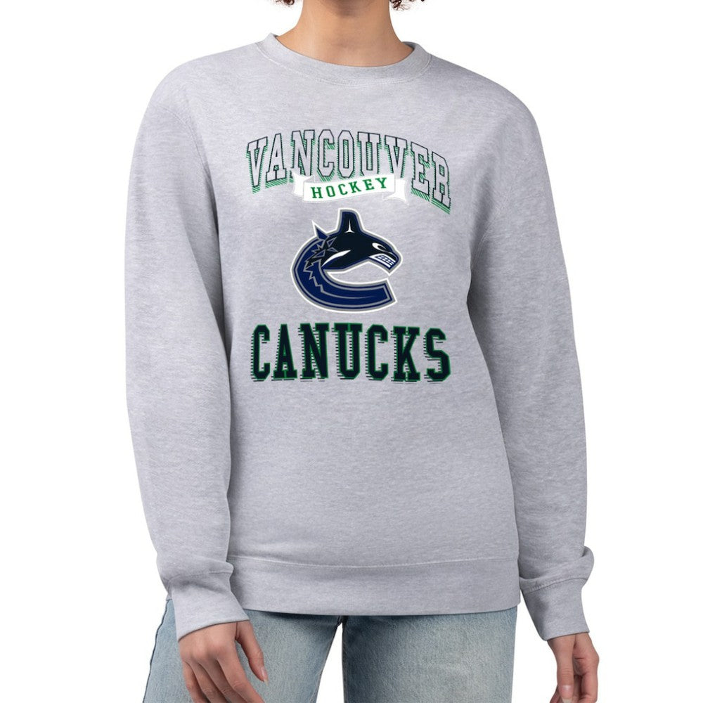 Vancouver Canucks G-III 4Her by Carl Banks Women's Team Logo Tri-Blend Fleece Pullover Sweatshirt - Heather Gray | US 201612660