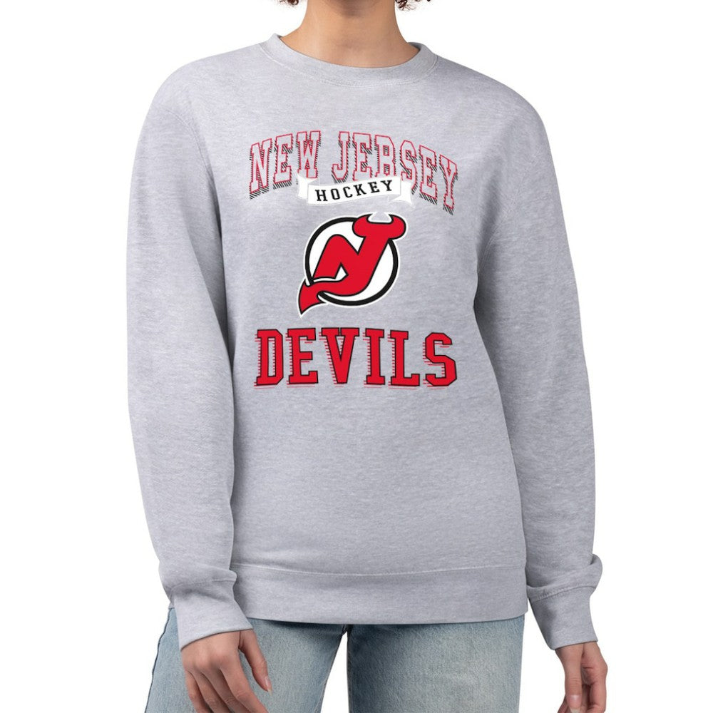 New Jersey Devils G-III 4Her by Carl Banks Women's Team Logo Tri-Blend Fleece Pullover Sweatshirt - Heather Gray | US 201612663