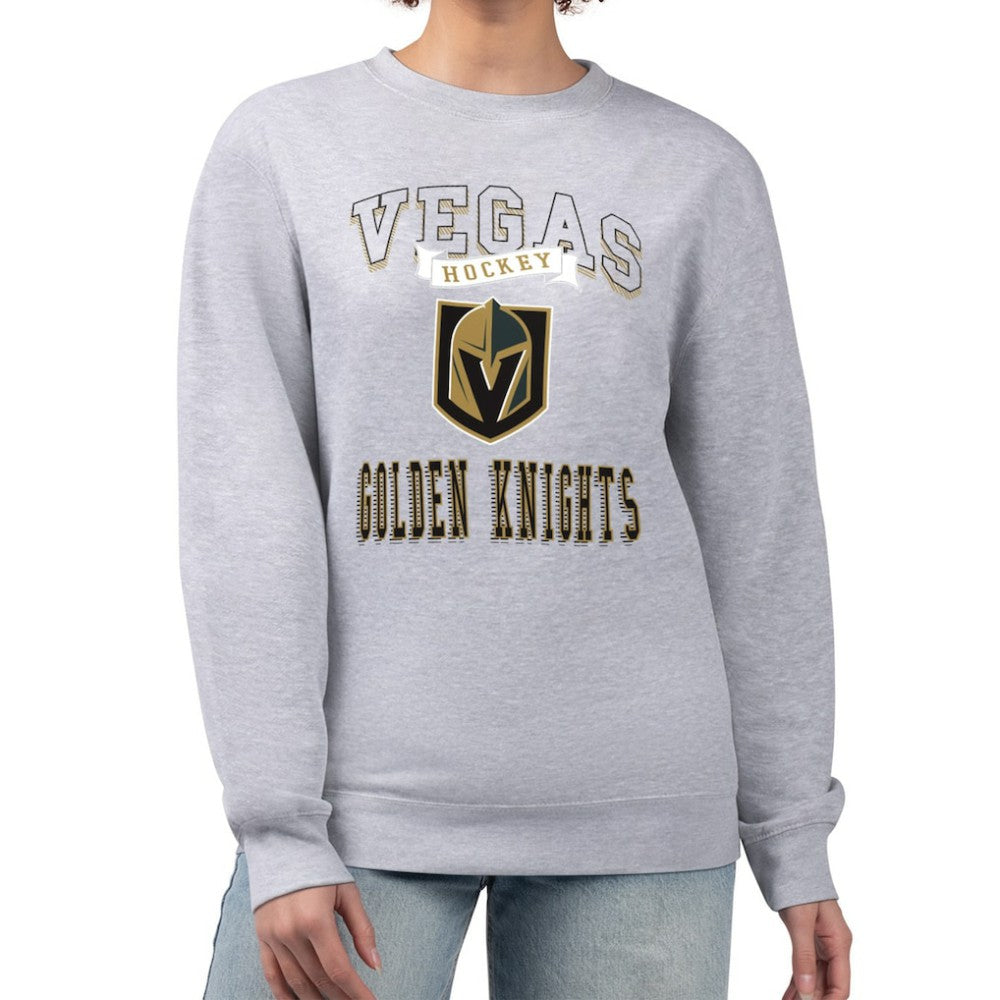 Vegas Golden Knights G-III 4Her by Carl Banks Women's Team Logo Tri-Blend Fleece Pullover Sweatshirt - Heather Gray | US 201612665